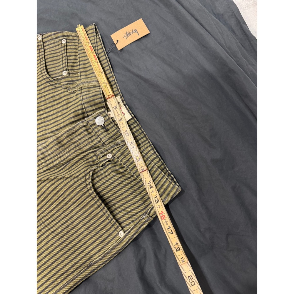 Stussy Big Ol Jeans Olive Black Striped Denim Straight Leg Pants Mens 30x30 NWT - Picture 7 of 7